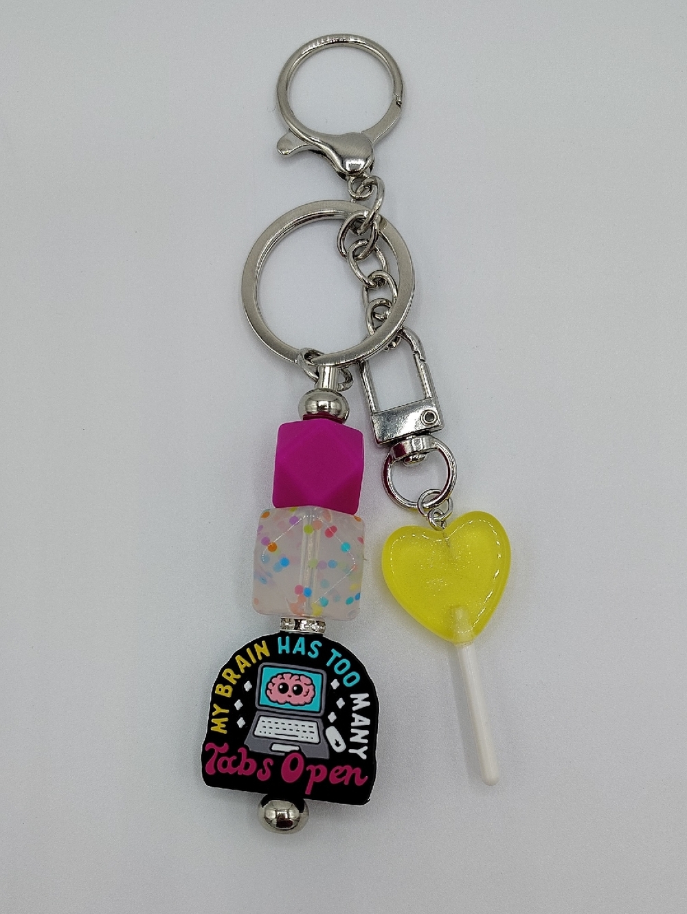 Handcrafted Keychain & Bag Charm - "My Brain Has Too Many Tabs Open"